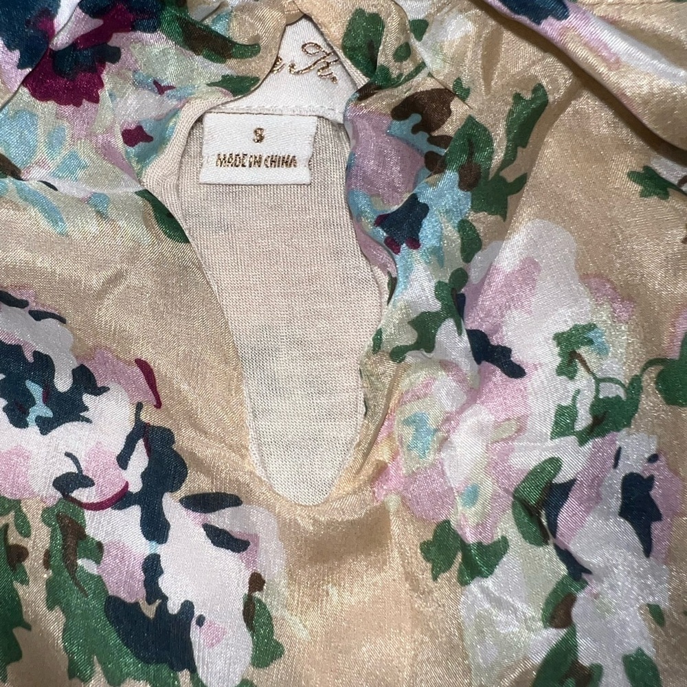 Aryn K 100% Silk Floral Butterfly Sleeve Shirt Top Blouse Women’s Size Small S - Picture 5 of 13